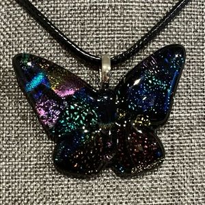 Dichroic Butterfly Rainbow Iridescent Flakes Necklace